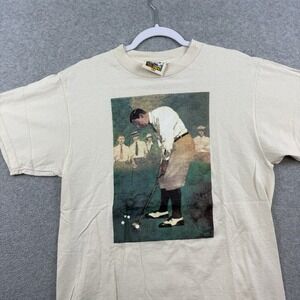 Vintage 90s Golf  Art Golfing Shirt Size M Ivory Preppy Retro Packing Crate